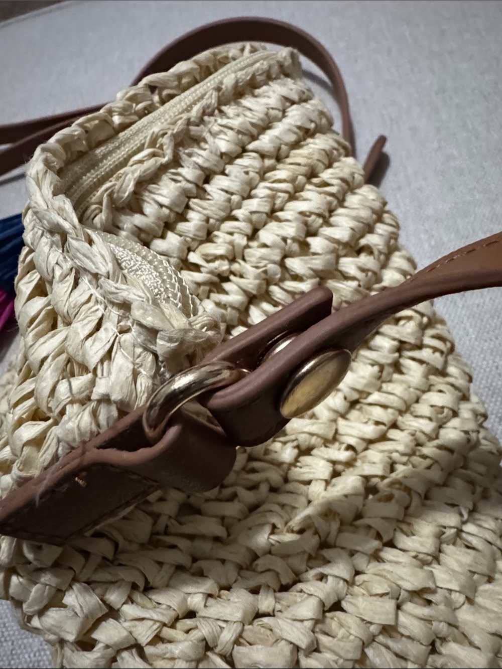 NWOT INC Brand Crossbody/Wristlet-Woven Paper-Faux Leather Trim-Brown/Natural - Picture 5 of 16